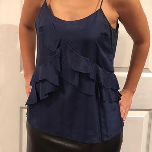 Blue ruffle camisole top